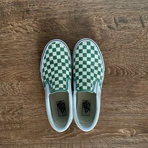 Green Checkered Slip-On Vans